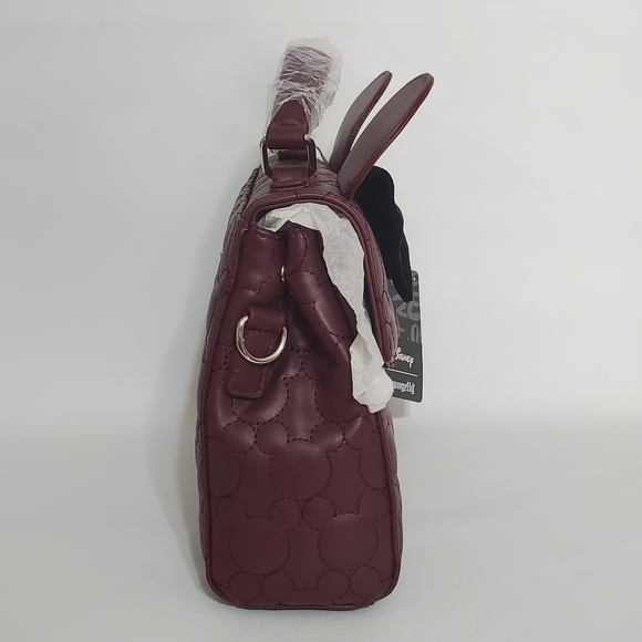NWT Loungefly Maroon Quilted Minnie Ears Women's Bag Purse - Picture 4 of 7